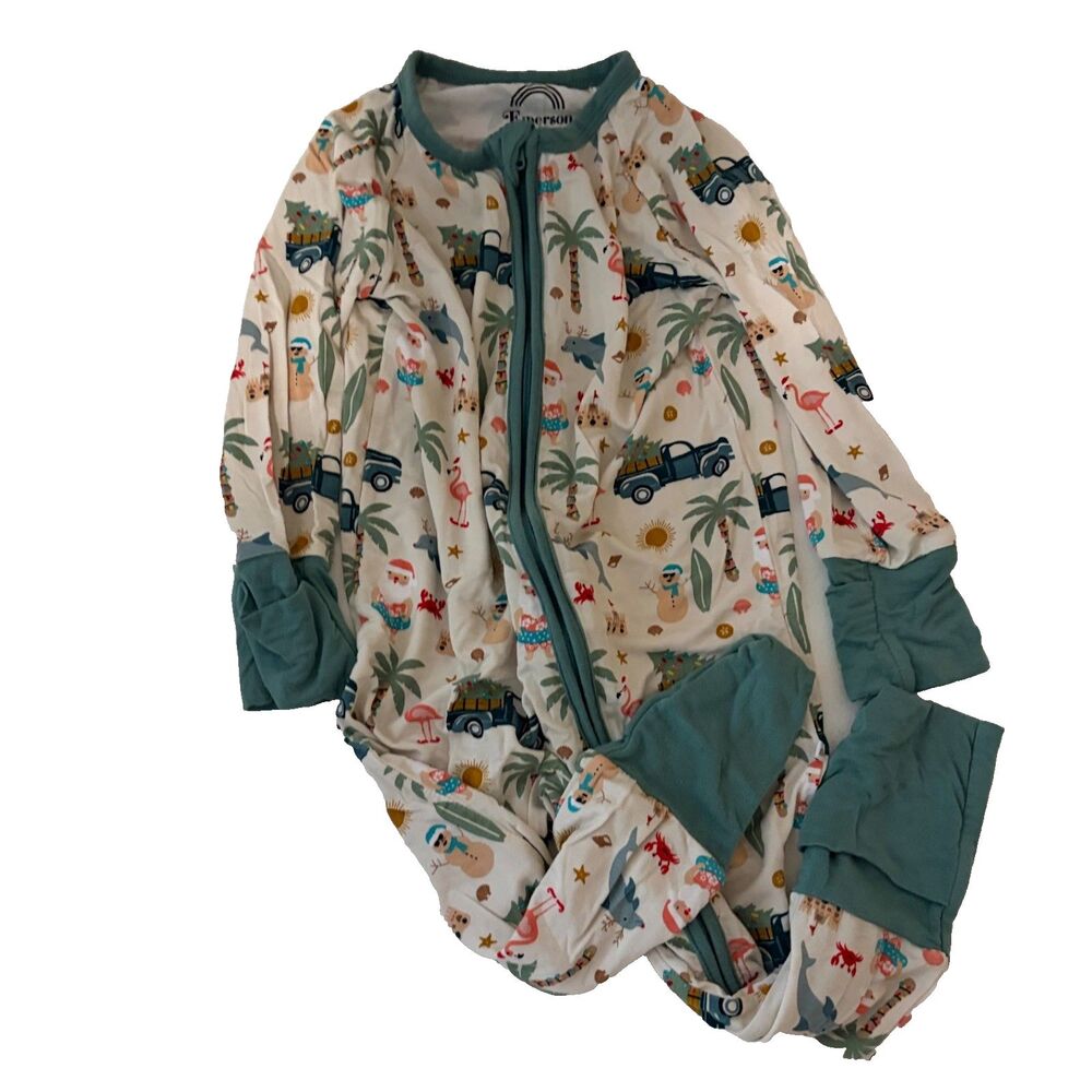 Emerson & Friends Baby 18-24m One Piece Topical Printed Bamboo Christmas
